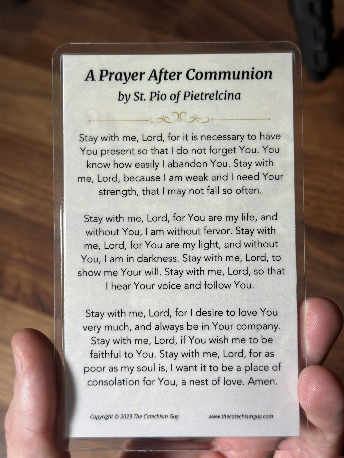 "Stay With Me, Lord" Padre Pio Prayer Card